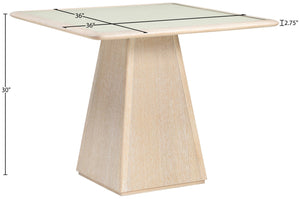 Meridian Furniture Atrium Square Glass and Cane Dining Game Table with Solid Wood Base for Modern Rooms Natural 88070Natural-DT36