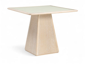 Meridian Furniture Atrium Square Glass and Cane Dining Game Table with Solid Wood Base for Modern Rooms Natural 88070Natural-DT36