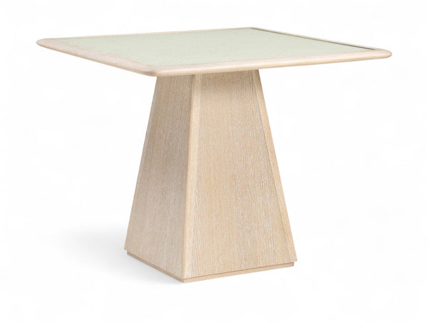 Meridian Furniture Atrium Square Glass and Cane Dining Game Table with Solid Wood Base for Modern Rooms Natural 88070Natural-DT36