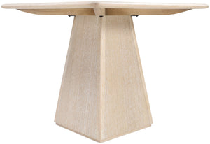Meridian Furniture Atrium Square Glass and Cane Dining Game Table with Solid Wood Base for Modern Rooms Natural 88070Natural-DT36