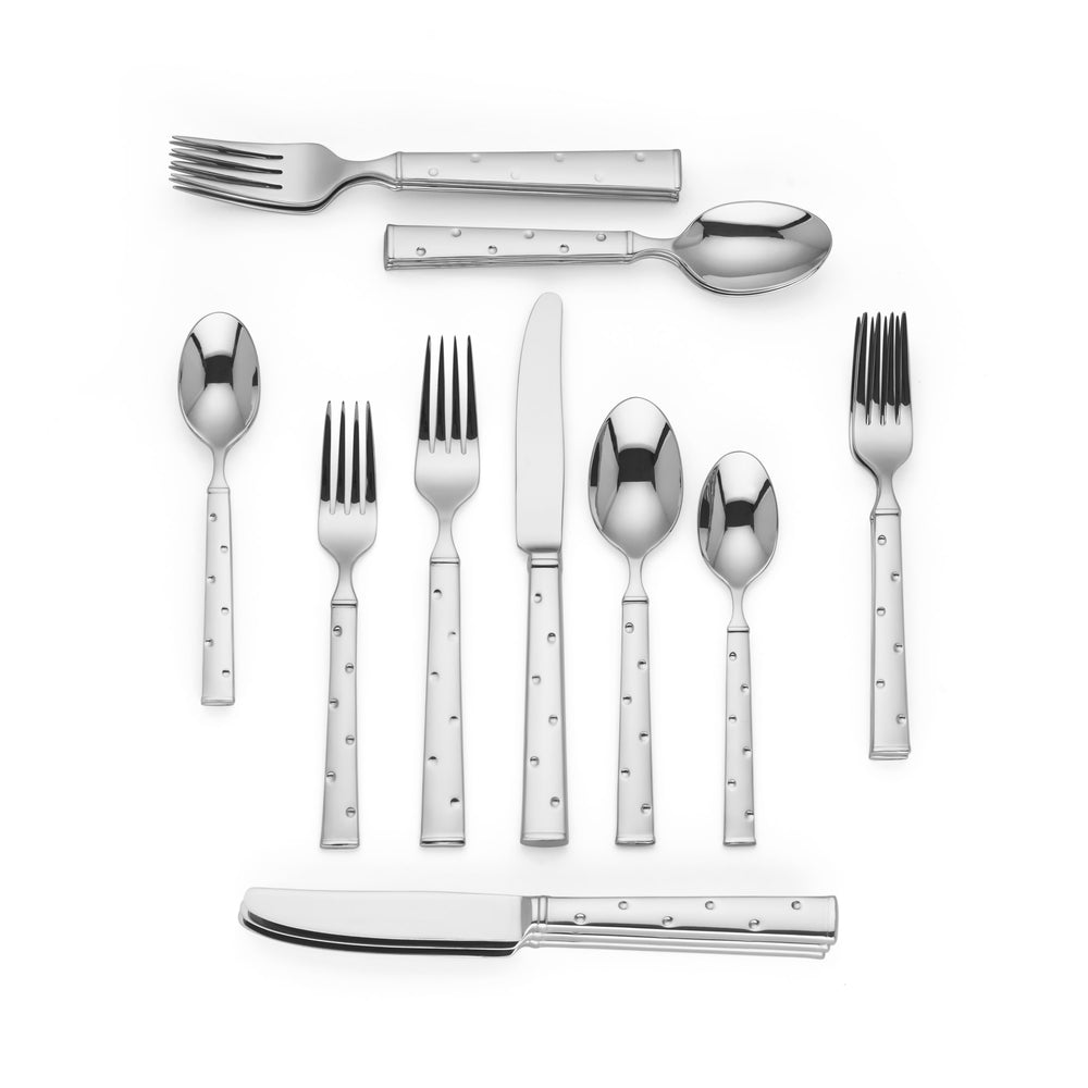 Lenox Larabee Dot Stainless Steel Flatware Set for Four with Embossed Polka Handle Design 880715