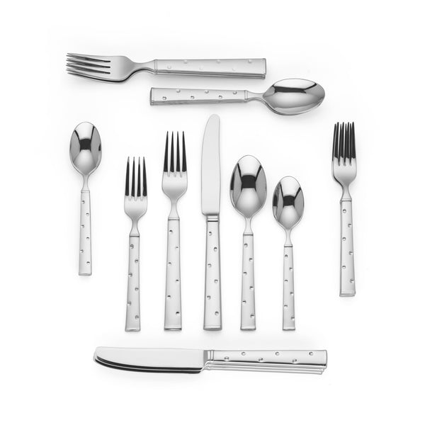 Lenox Larabee Dot Stainless Steel Flatware Set for Four with Embossed Polka Handle Design 880715