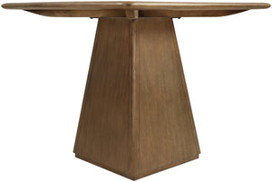 Meridian Furniture Atrium Square Glass and Cane Dining Game Table with Solid Wood Base for Modern Rooms Brown 88071Brown-DT36