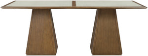 Meridian Furniture Atrium Art Deco Dining Table with Glass Cane Top and Sculptural Cerused Wood Base for Room Brown 88071Brown-DT78