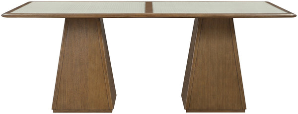 Meridian Furniture Atrium Art Deco Dining Table with Glass Cane Top and Sculptural Cerused Wood Base for Room Brown 88071Brown-DT78