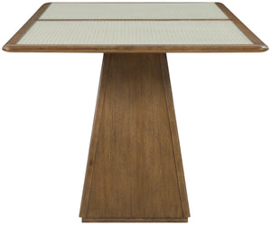Meridian Furniture Atrium Art Deco Dining Table with Glass Cane Top and Sculptural Cerused Wood Base for Room Brown 88071Brown-DT78