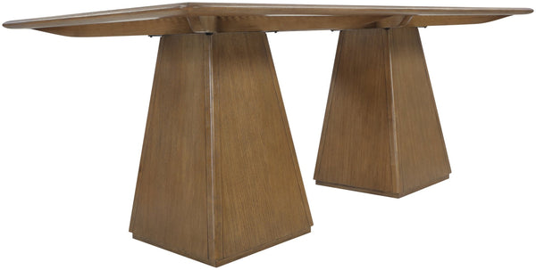 Meridian Furniture Atrium Art Deco Dining Table with Glass Cane Top and Sculptural Cerused Wood Base for Room Brown 88071Brown-DT78