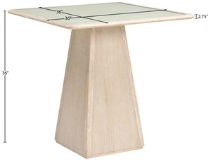 Meridian Furniture Atrium Art Deco Counter Height Table with Glass Cane Surface and Sculptural Solid Wood Base Natural 88072Natural-T
