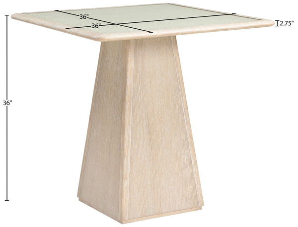 Meridian Furniture Atrium Art Deco Counter Height Table with Glass Cane Surface and Sculptural Solid Wood Base Natural 88072Natural-T