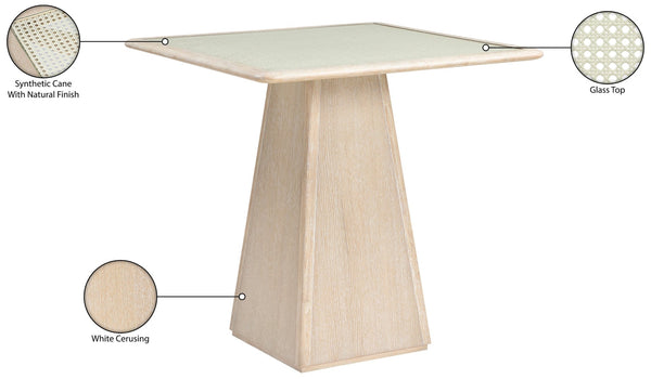 Meridian Furniture Atrium Art Deco Counter Height Table with Glass Cane Surface and Sculptural Solid Wood Base Natural 88072Natural-T