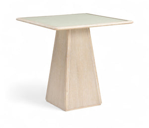 Meridian Furniture Atrium Art Deco Counter Height Table with Glass Cane Surface and Sculptural Solid Wood Base Natural 88072Natural-T