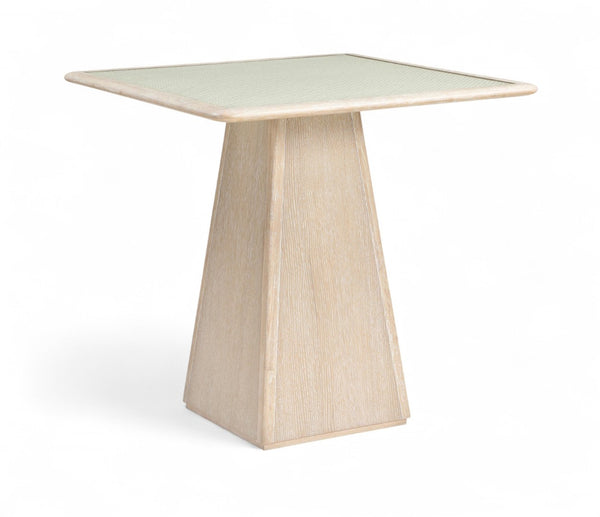 Meridian Furniture Atrium Art Deco Counter Height Table with Glass Cane Surface and Sculptural Solid Wood Base Natural 88072Natural-T