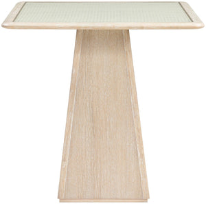 Meridian Furniture Atrium Art Deco Counter Height Table with Glass Cane Surface and Sculptural Solid Wood Base Natural 88072Natural-T
