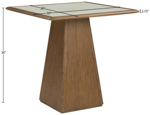 Meridian Furniture Atrium Art Deco Counter Height Table with Glass Cane Surface and Sculptural Solid Wood Base Brown 88073Brown-T