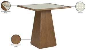 Meridian Furniture Atrium Art Deco Counter Height Table with Glass Cane Surface and Sculptural Solid Wood Base Brown 88073Brown-T
