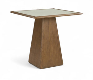 Meridian Furniture Atrium Art Deco Counter Height Table with Glass Cane Surface and Sculptural Solid Wood Base Brown 88073Brown-T