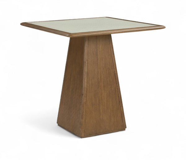 Meridian Furniture Atrium Art Deco Counter Height Table with Glass Cane Surface and Sculptural Solid Wood Base Brown 88073Brown-T