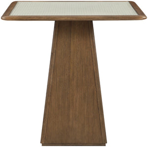 Meridian Furniture Atrium Art Deco Counter Height Table with Glass Cane Surface and Sculptural Solid Wood Base Brown 88073Brown-T