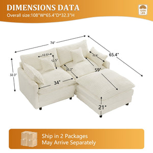 English Elm 148-inch Seven Piece U-shaped Sectional with Console Cloud Foam Living Room Sofa W2564S00085