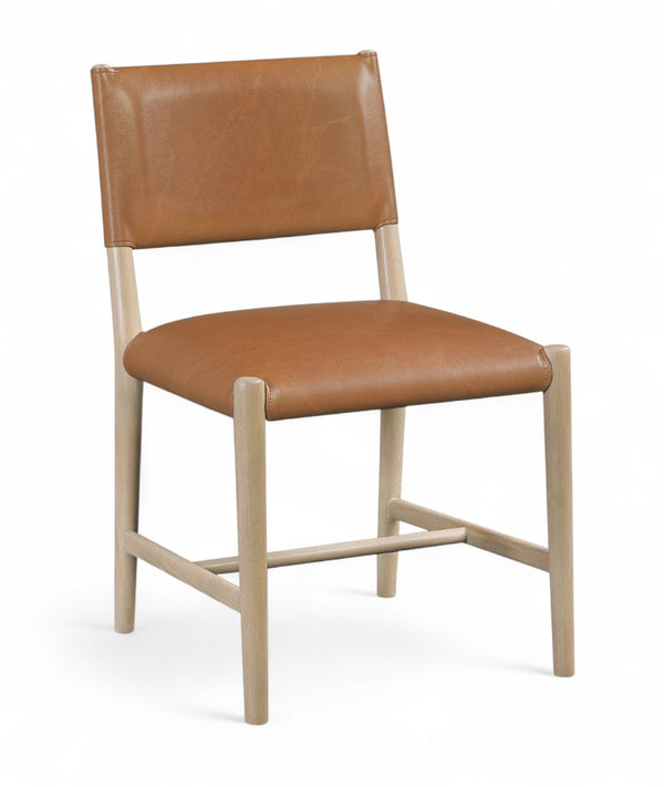 Meridian Furniture Andie Art Deco Vegan Leather Dining Chair with Wood Frame and Tailored Stitching for Elegant Rooms Cognac Set of 1 88074Cognac-C