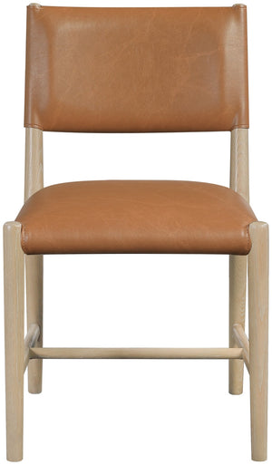 Meridian Furniture Andie Art Deco Vegan Leather Dining Chair with Wood Frame and Tailored Stitching for Elegant Rooms Cognac Set of 1 88074Cognac-C