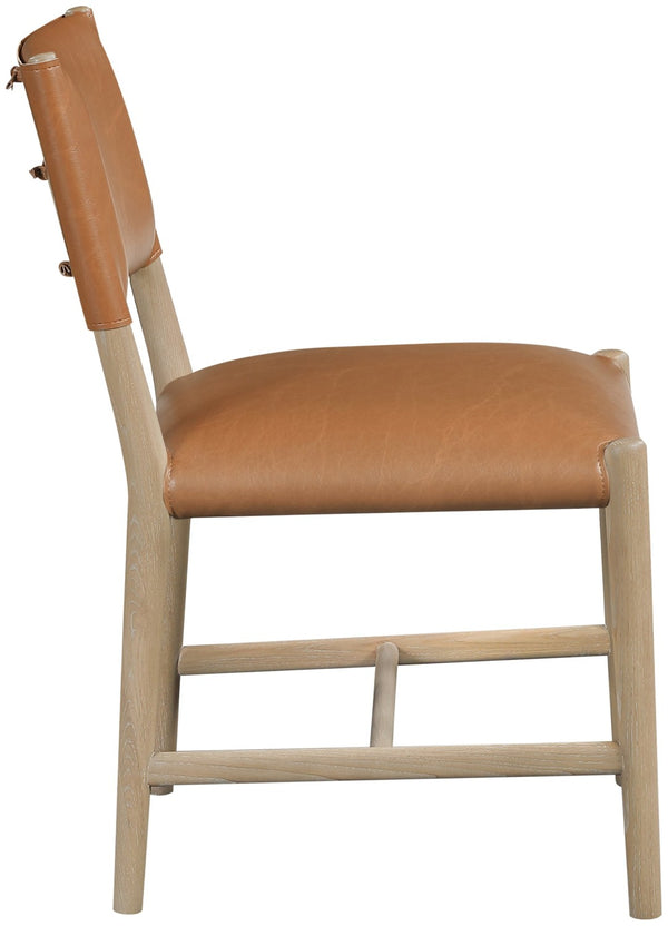 Meridian Furniture Andie Art Deco Vegan Leather Dining Chair with Wood Frame and Tailored Stitching for Elegant Rooms Cognac Set of 1 88074Cognac-C