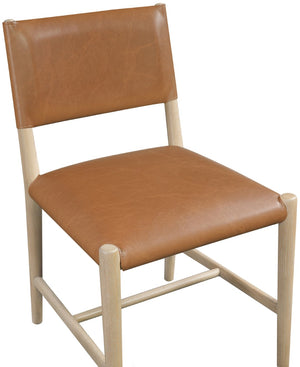 Meridian Furniture Andie Art Deco Vegan Leather Dining Chair with Wood Frame and Tailored Stitching for Elegant Rooms Cognac Set of 1 88074Cognac-C