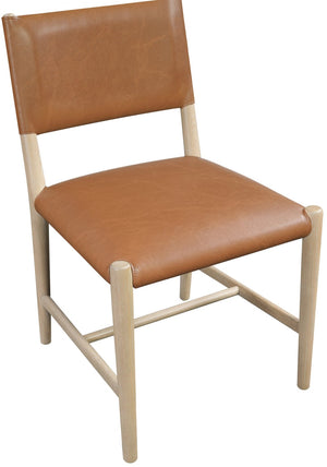 Meridian Furniture Andie Art Deco Vegan Leather Dining Chair with Wood Frame and Tailored Stitching for Elegant Rooms Cognac Set of 1 88074Cognac-C
