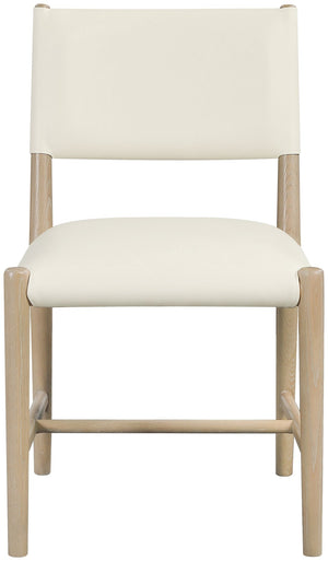 Meridian Furniture Andie Art Deco Vegan Leather Dining Chair with Wood Frame and Tailored Stitching for Elegant Rooms Cream Set of 1 88074Cream-C