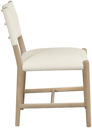 Meridian Furniture Andie Art Deco Vegan Leather Dining Chair with Wood Frame and Tailored Stitching for Elegant Rooms Cream Set of 1 88074Cream-C