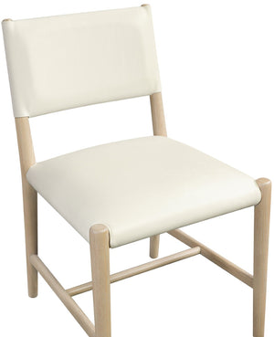 Meridian Furniture Andie Art Deco Vegan Leather Dining Chair with Wood Frame and Tailored Stitching for Elegant Rooms Cream Set of 1 88074Cream-C