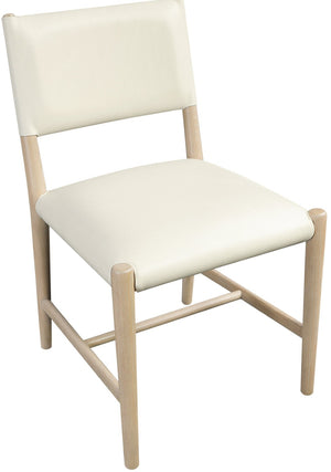 Meridian Furniture Andie Art Deco Vegan Leather Dining Chair with Wood Frame and Tailored Stitching for Elegant Rooms Cream Set of 1 88074Cream-C