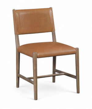 Meridian Furniture Andie Art Deco Vegan Leather Dining Chair with Wood Frame and Tailored Stitching for Elegant Rooms Cognac Set of 2 88075Cognac-C