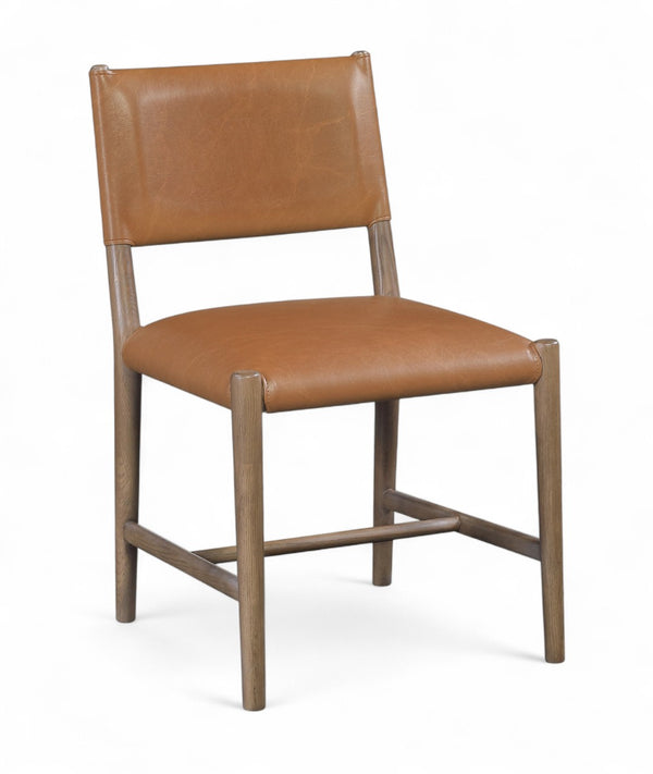 Meridian Furniture Andie Art Deco Vegan Leather Dining Chair with Wood Frame and Tailored Stitching for Elegant Rooms Cognac Set of 2 88075Cognac-C
