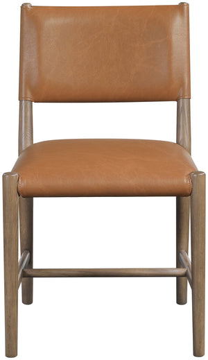 Meridian Furniture Andie Art Deco Vegan Leather Dining Chair with Wood Frame and Tailored Stitching for Elegant Rooms Cognac Set of 2 88075Cognac-C