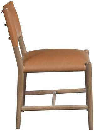 Meridian Furniture Andie Art Deco Vegan Leather Dining Chair with Wood Frame and Tailored Stitching for Elegant Rooms Cognac Set of 2 88075Cognac-C