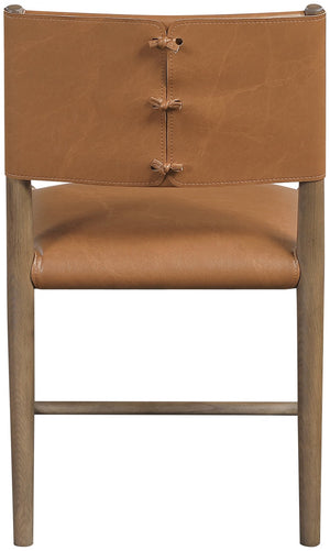 Meridian Furniture Andie Art Deco Vegan Leather Dining Chair with Wood Frame and Tailored Stitching for Elegant Rooms Cognac Set of 2 88075Cognac-C