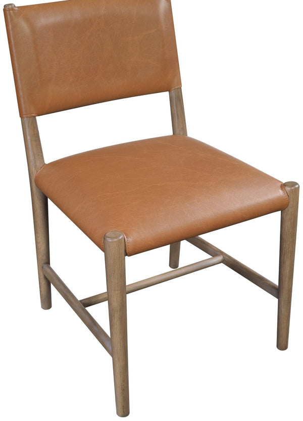 Meridian Furniture Andie Art Deco Vegan Leather Dining Chair with Wood Frame and Tailored Stitching for Elegant Rooms Cognac Set of 2 88075Cognac-C