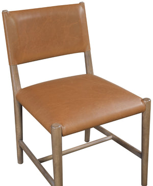 Meridian Furniture Andie Art Deco Vegan Leather Dining Chair with Wood Frame and Tailored Stitching for Elegant Rooms Cognac Set of 2 88075Cognac-C