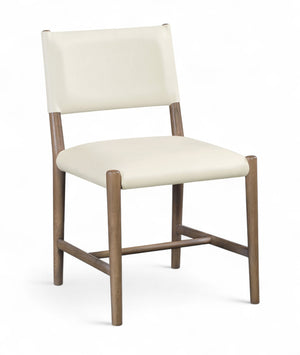 Meridian Furniture Andie Art Deco Vegan Leather Dining Chair with Wood Frame and Tailored Stitching for Elegant Rooms Cream Set of 2 88075Cream-C