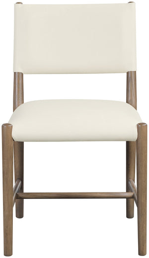 Meridian Furniture Andie Art Deco Vegan Leather Dining Chair with Wood Frame and Tailored Stitching for Elegant Rooms Cream Set of 2 88075Cream-C