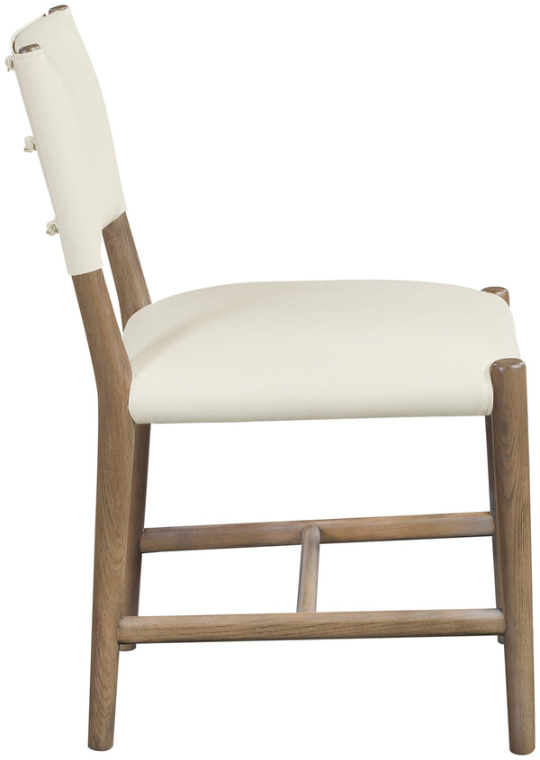 Meridian Furniture Andie Art Deco Vegan Leather Dining Chair with Wood Frame and Tailored Stitching for Elegant Rooms Cream Set of 2 88075Cream-C