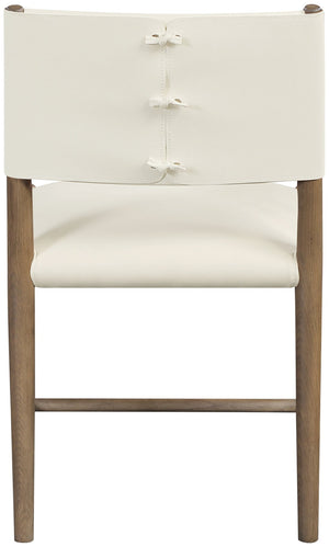 Meridian Furniture Andie Art Deco Vegan Leather Dining Chair with Wood Frame and Tailored Stitching for Elegant Rooms Cream Set of 2 88075Cream-C