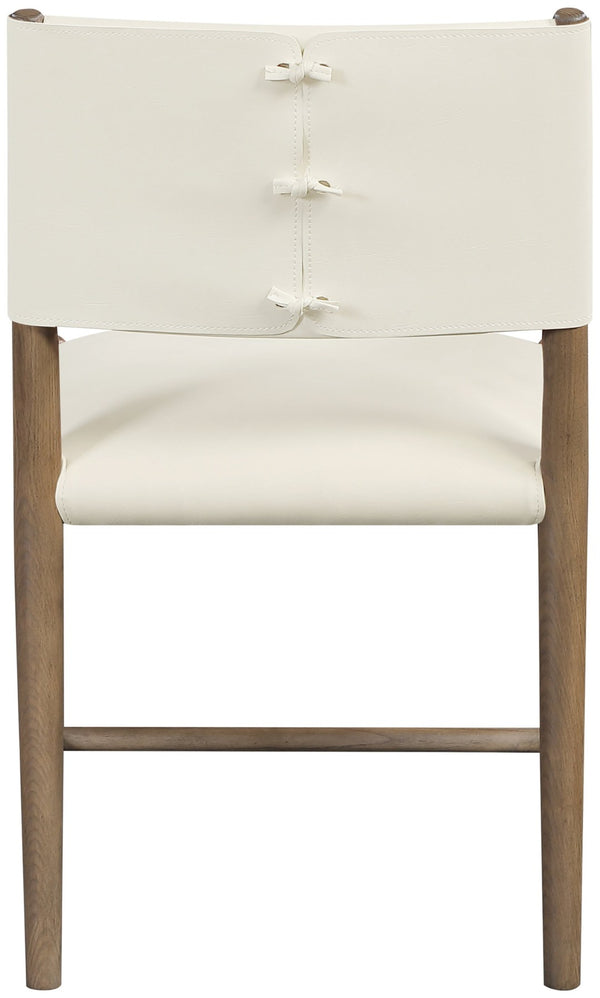 Meridian Furniture Andie Art Deco Vegan Leather Dining Chair with Wood Frame and Tailored Stitching for Elegant Rooms Cream Set of 2 88075Cream-C