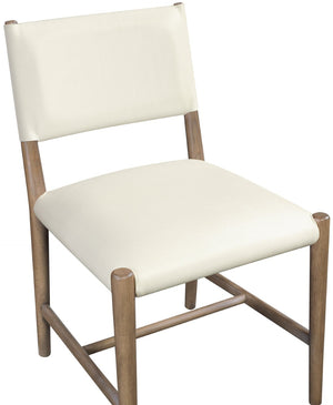 Meridian Furniture Andie Art Deco Vegan Leather Dining Chair with Wood Frame and Tailored Stitching for Elegant Rooms Cream Set of 2 88075Cream-C