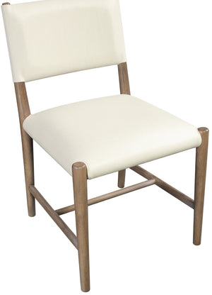 Meridian Furniture Andie Art Deco Vegan Leather Dining Chair with Wood Frame and Tailored Stitching for Elegant Rooms Cream Set of 2 88075Cream-C
