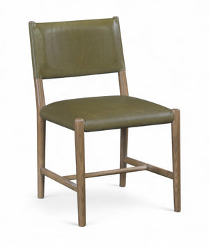 Meridian Furniture Andie Art Deco Vegan Leather Dining Chair with Wood Frame and Tailored Stitching for Elegant Rooms Olive Set of 2 88075Olive-C