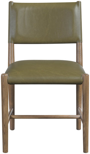 Meridian Furniture Andie Art Deco Vegan Leather Dining Chair with Wood Frame and Tailored Stitching for Elegant Rooms Olive Set of 2 88075Olive-C