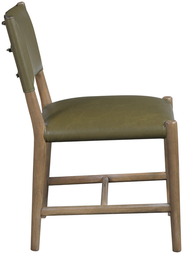 Meridian Furniture Andie Art Deco Vegan Leather Dining Chair with Wood Frame and Tailored Stitching for Elegant Rooms Olive Set of 2 88075Olive-C