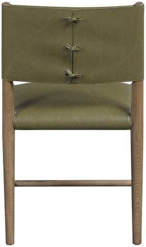 Meridian Furniture Andie Art Deco Vegan Leather Dining Chair with Wood Frame and Tailored Stitching for Elegant Rooms Olive Set of 2 88075Olive-C